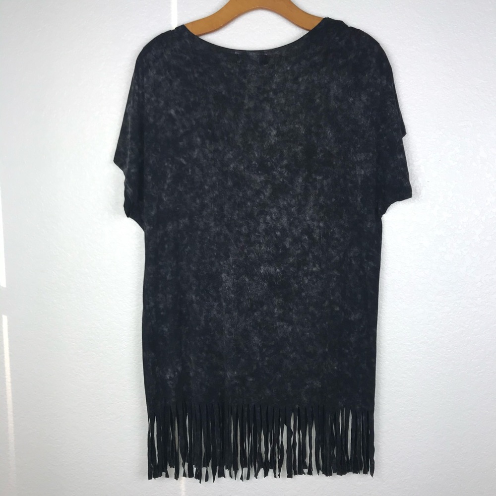Anthro POL Acid Wash Embroidered Fringe Tee Shirt - Picture 5 of 10